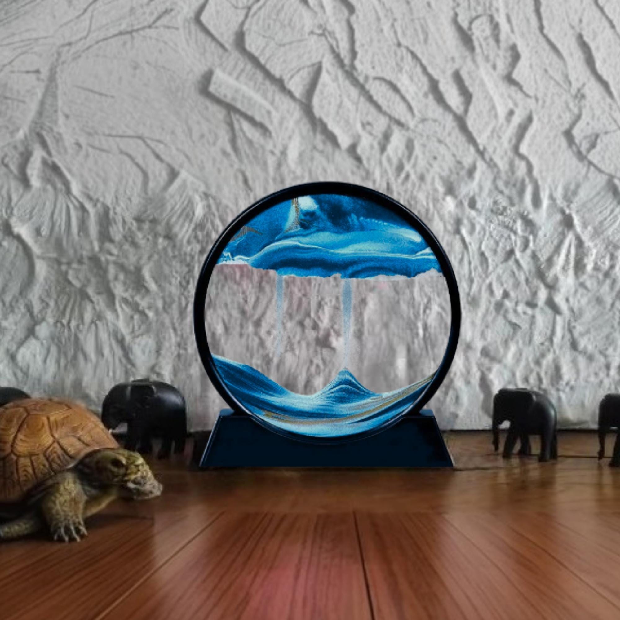 3d Moving Sand Art Hourglass/round Glass Deep Sea Sandscape For Home & Office Decor