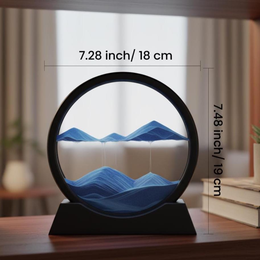 3d Quicksand Moving Sand Art – Round Deep Sea Hourglass Flowing Picture Frame, Relaxing Desktop Decor For Home Or Office